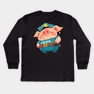 pig police Kids Long Sleeve T-Shirt